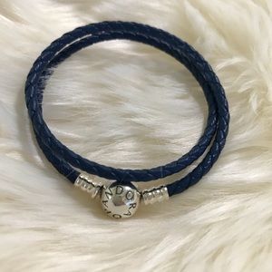 Sold>Pandora leather bracelet, blue, small